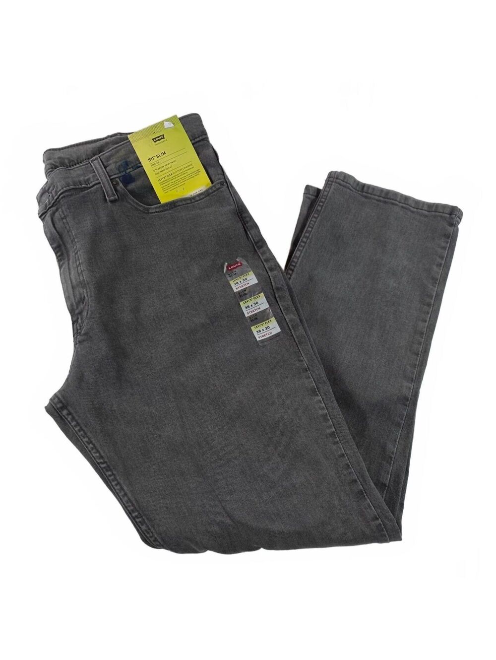 Levi's 511 Slim Men's Jeans 38x30 Gray Stretch Denim Flex Eco Made in 2025 NWT